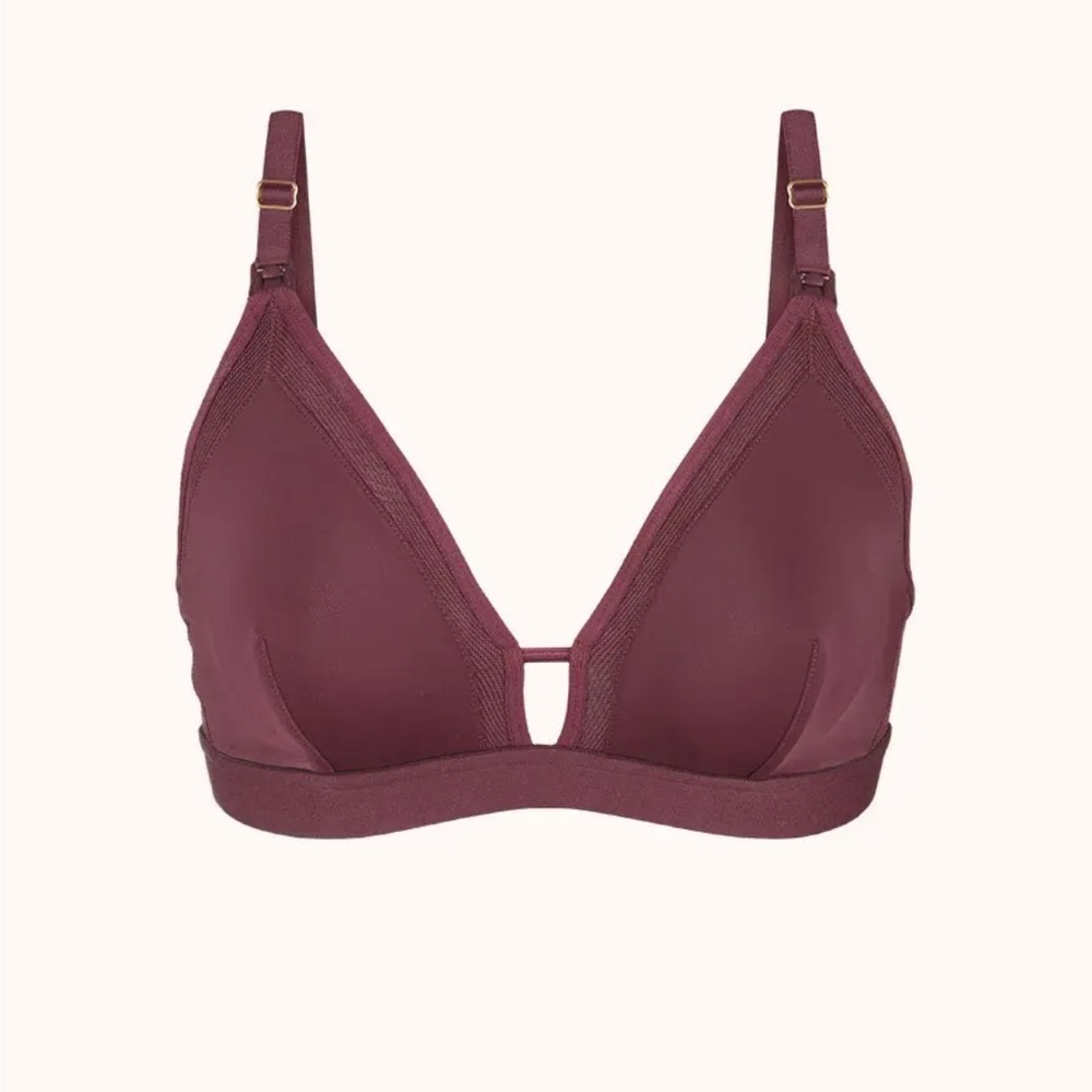 Lively Busty Nursing Bra Mesh Trim Bralette | Plum | Sz 1, 30DD-32DDD